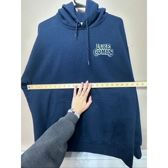 Luke Combs "Beer Never Broke My Heart" Dark Blue Concert Hoodie Sweatshirt Large - Picture 7 of 12